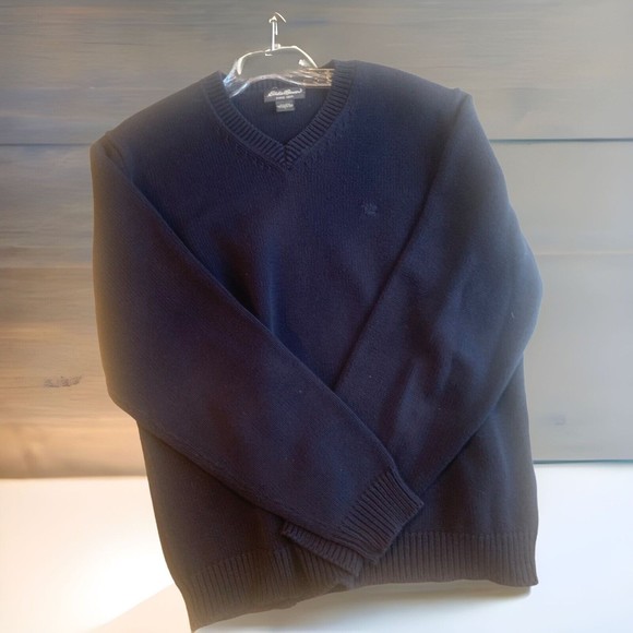 Eddie Bauer Other - Eddie Bauer Mens L Crew Neck Long Sleeve Knit Sweater Navy 100% Cotton